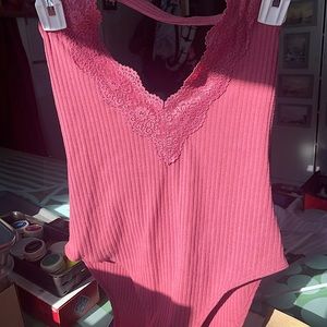 Forever 21 Ribbed Bodysuit, Size L, Mauve